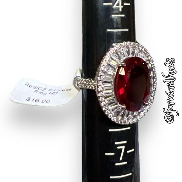 Bundle Sale 3 for $15 | Red Cubic Zirconia | Princess Ring | Size 5.5 NWT - Picture 4 of 7